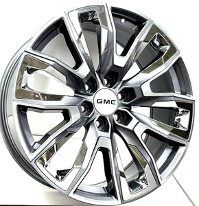 22" Gunmetal Chrome OE 95513 Replica Wheels 2024 GMC Sierra 1500 Ultimate 6x5.5 - Picture 1 of 10