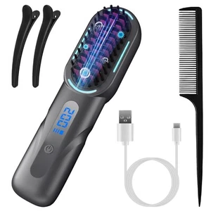 Hair Straightener Brush Straightening Curler Hot Comb Electric 4 Heating Levels - Picture 1 of 27