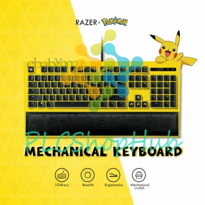 RAZER Pokemon Pikachu limited Mechanical Wired gaming keyboard 104keys backlight - Image 1 of 4