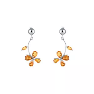 Orecchini a goccia in argento sterling 925 taglio pera fiore di citrino - Foto 1 di 4