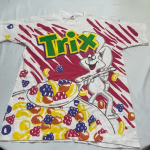 Vintage 90s Trix Cereal Snack Promo All Over Print T-Shirt Men’s Size XL - Picture 1 of 7