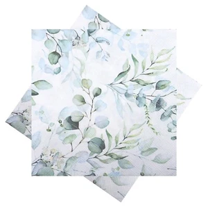 Servietten 33x33cm Salbei Eukalyptus Blätter Zweige Hochzeit Geburtstag 20Stück - Bild 1 von 2