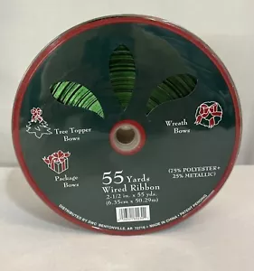 NEW Premium Wired Ribbon 165’ x 2.5" Brand New SWC plaid Christmas Green Edge - Picture 1 of 3