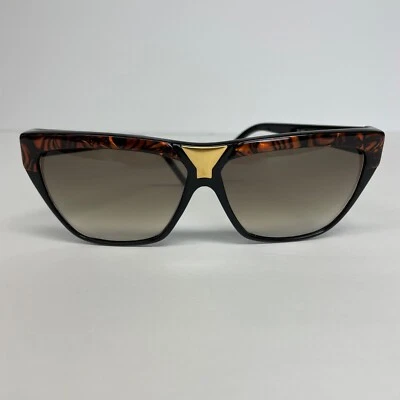 Gafas de sol vintage Laura Biagiotti negras y tigres años 80 P32 Italia Foto 1 de 4