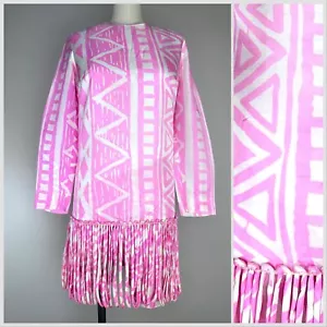 Vintage 1960s Pink Geometric Print Mini Dress and Shorts 60s Charm of Hollywood - Picture 1 of 9
