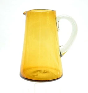 Handblown Recycled Classic Pitcher, Solid Amber- 9 1/8th Inches High - Picture 1 of 2
