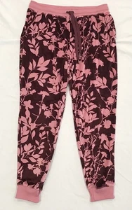 COZY Velour JAX Jogginghose / Burgund Blumenmuster / Damen Large - Bild 1 von 3