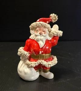 VTG Santa Spaghetti Trim Figurine Cold Painted NAPCO Mid-century - Picture 1 of 6