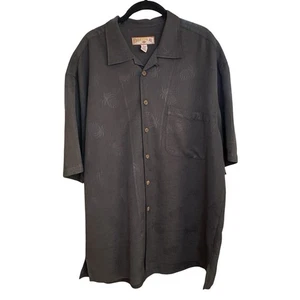 Caribbean Joe ‘Let Go’ Black w/ Black Palm Print Short Sleeve Button Up Sz XL - Picture 1 of 8