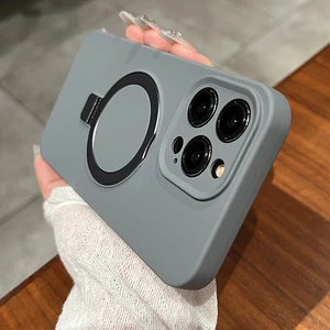 Funda con soporte magnético de silicona líquida para iPhone 17 16 15 14 13 12 11 Pro M - Imagen 1 de 19