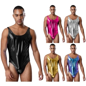 Herren Bodysuit Sexy Overall Party Einteiler Wetlook Outfit Sissy Jumpsuit Rave - Picture 1 of 60