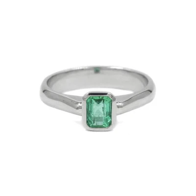 Ring mit kolumbianischem Smaragd Emerald 0,59 ct. in 18 Kt. 750 Gold Gr. 57 - Bild 1 von 4
