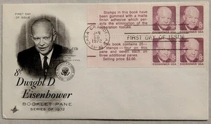 FDC Sc # 1395c - Booklet Pane of 4 + 2 labels - Art Craft - 1/28/1972 j - Picture 1 of 2