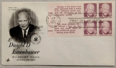 FDC Sc # 1395c - Booklet Pane of 4 + 2 labels - Art Craft - 1/28/1972 j - Image 1 of 2