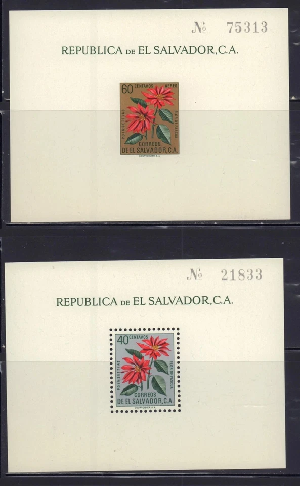 EL SALVADOR 1960 FLORES 718 C192 FOLHAS DE LEMBRANÇA EM PERFEITO ESTADO, SEM MARCA DE CHARNEIRA - Imagem 1 de 1