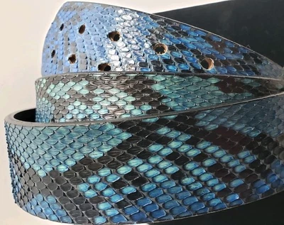 Cinturón de golf para hombre exótico de cuero azul pitón/verde de 59 Belts Co. talla 42 sin hebilla Foto 1 de 4