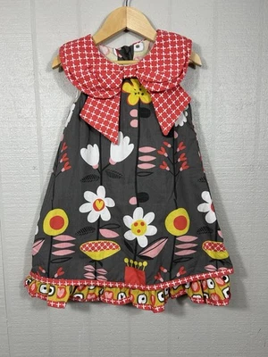 NWT JELLY THE PUG BOUTIQUE SIZE 4 INDIAN SUMMER FLORAL DRESS Yellow Gray Red - Image 1 of 4