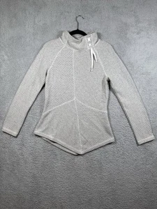 Prana Mattea Mock Pullover Sweater Womens Medium Gray Wool Blend Herringbone - Picture 1 of 10