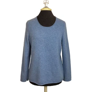 Sundance 100% Cashmere Pull On Sweater Top Blue Rolled Edges Soft Lux Petite L - Picture 1 of 16