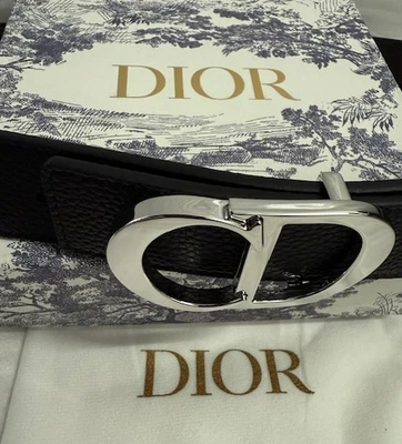 Cristian Dior CD Buckle Reversible Black/Brown Leather Belt  95 cm fits 32-34 W - Image 1 of 4