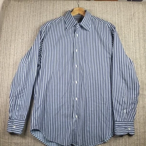 Armani Collezioni Shirt Mens Large Blue White Striped Button Up Dress Classic - Picture 1 of 8