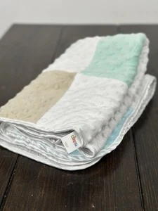 Circo Color Block Babydecke Patchwork Minky grau weiß gelb blau bunt - Bild 1 von 10