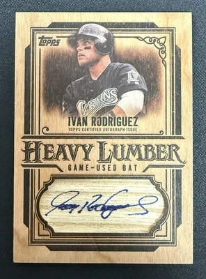 2025 Topps Update Heavy Lumber Game Used Bat On Card Auto Ivan Rodriguez Marlins - Image 1 of 4