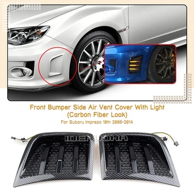 Cubierta de ventilación lateral del parachoques delantero con luz para Subaru STI WRX 10º 2008-14 2010 Foto 1 de 4