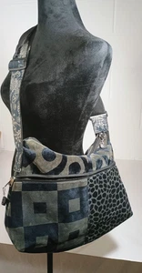 Handmade boho crossbody bag velvet black palm tree lining Large - Picture 1 of 11