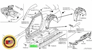 Clip OEM Nissan para R35 GT-R 76848-35F10 (x6) 76848-35F00 (x12) 76882-6P000 (x18) - Imagen 1 de 12