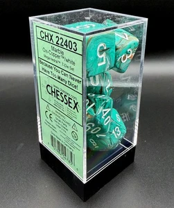 Dados Chessex 22403 Mármol Oxi-Cobre/Blanco Mega-Édrico Juego de 7 Troqueles - Imagen 1 de 4