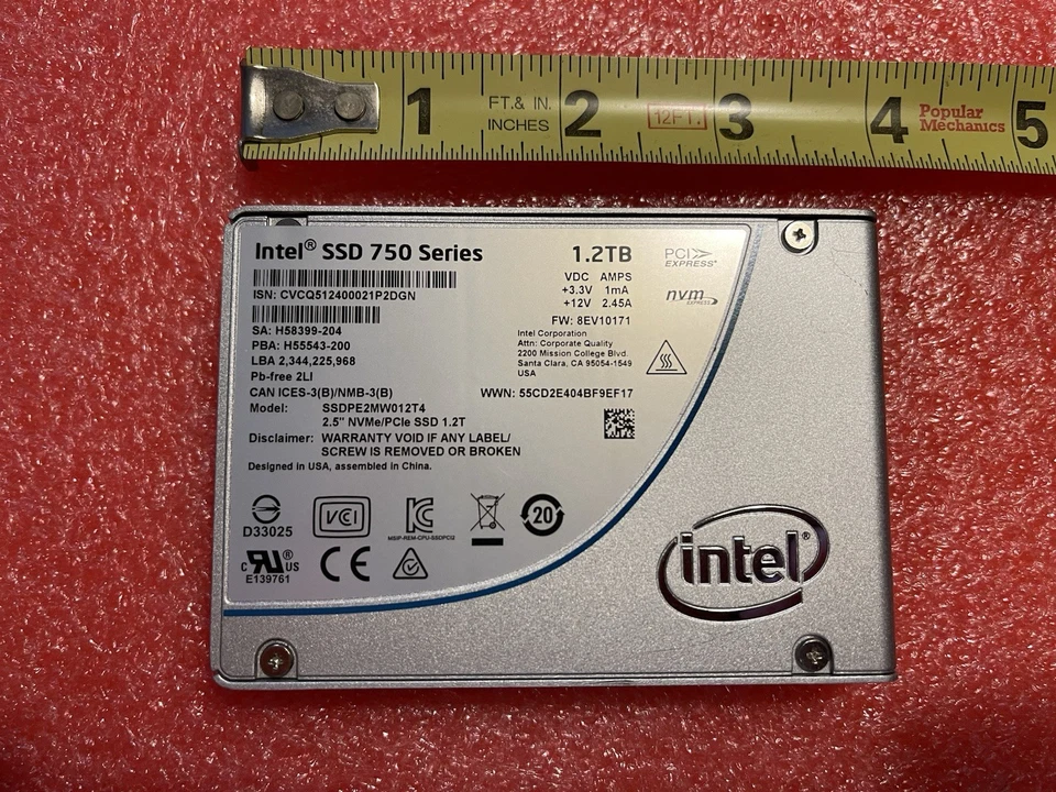 Disco duro 1,2 TB INTEL SSD U.2 750 Nvme Pcie 3,0x4 SSDPE2MW012T4 8EV10171 AMPS Foto 1 de 4