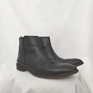 Johnston & Murphy Schwarz Leder Stiefelette Herren 9,5 Rund Schleppmokassin Seitenreißverschluss - Bild 1 von 10