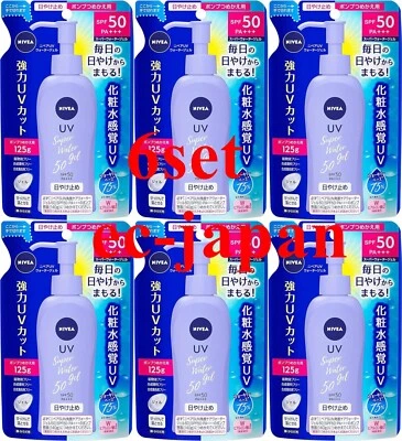 Kao NIVEA Super Water gel refill 125g sunscreen SPF50 PA+++ set of 6 - Image 1 of 4
