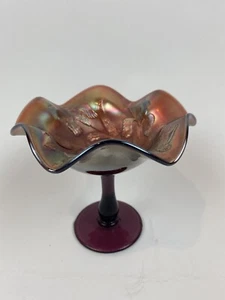 VINTAGE PINK DEPRESSION Karneval GLASSOCKEL SÜSSIGKEITENSCHALE - Bild 1 von 6