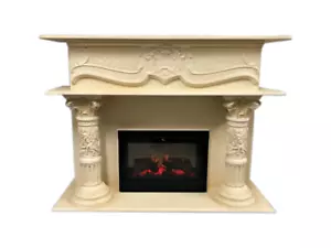 Antik Kamine Elektrokamin Kamin mit Fernbedienung Steinmöbel Marmor Säulenkamin - Bild 1 von 9