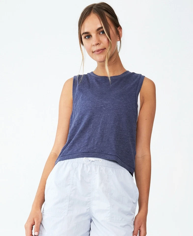 Precio de venta sugerido por el fabricante $20 Camiseta sin mangas de algodón para mujer de colección azul marino talla XS Foto 1 de 1