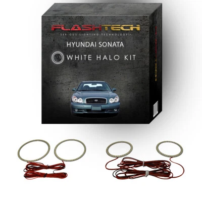 Комплект белых светодиодных фар Angel Eye Halo для фар Hyundai Sonata 2002-2005 годов выпуска - Изображение 1 из 2
