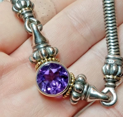 Collar Lagos Caviar Plata de Ley con Potenciador de Amatista (Púrpura Oscuro) 16" Foto 1 de 4