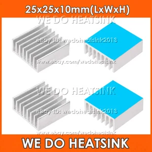 25x25x10mm Silver Extruded Heatsink Cooler Radiator With Thermal Adhesive Pad - Picture 1 of 5