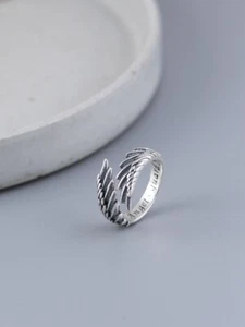 Anillo I05 ala de ángel ángel plata de ley 925 talla 16 - 19 mm ajustable - Imagen 1 de 9