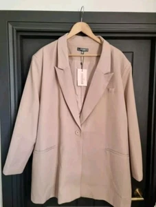 Missguided Plus Stone Tailored Oversized Blazer Size UK 26 See Description - Picture 1 of 18