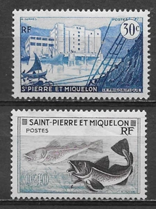 ST. PIERRE & MIQUELON, FRANCIA, 1955/57, LOTE DE 2 SELLOS, PERFECTO, MUY BUENA CALIDAD - Imagen 1 de 1