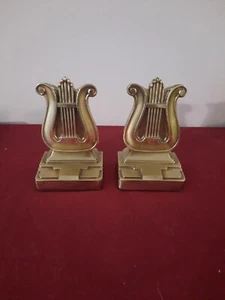 Vintage Messing Kunst Harfe Buchstützen PMC Philadelphia Manufacturing Co.  - Bild 1 von 6