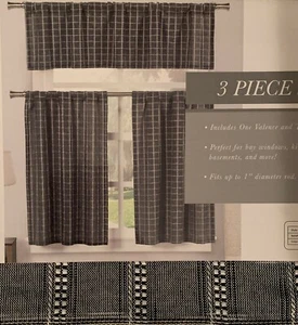 Home Maison Nicola 36L Tiers and Valance Charcoal Black Gray - Picture 1 of 3