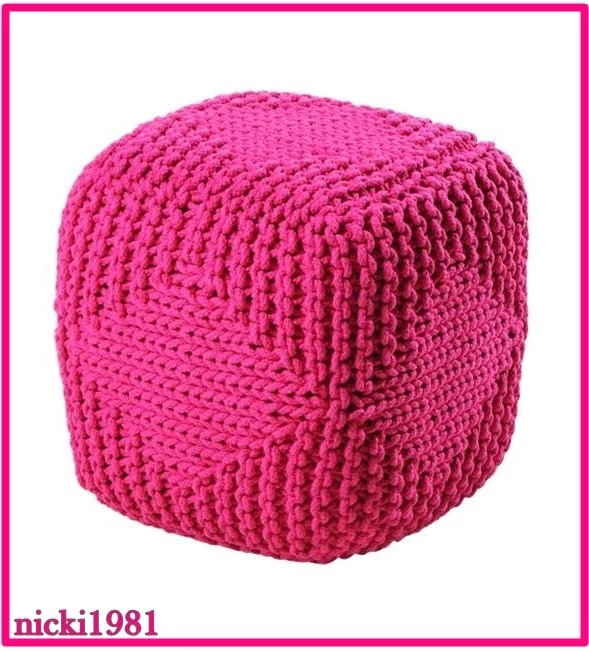 Neu!!! »Strick-Sitz-Pouf/ Sitzkissen/ -hocker« pink,groß, eckig Ø: ca. 51 cm - Bild 1 von 1