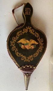 Antique American Early Handmade/Painted Decorated Turtleback Fireplace Bellows - Picture 1 of 7