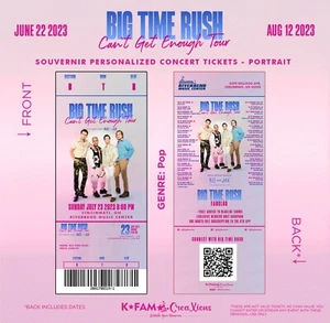 BIG TIME RUSH CAN'T GET ENOUGH TOUR - Custom Personalized Concert Tickets - Picture 1 of 5