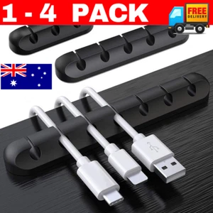 VALUE 4 PACK USB Charge Cable Holder Desk Cable Clips Organizer Cord Management - Picture 1 of 20