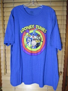 Looney Tunes Men's 3XL Blue Graphic Print Shirt Bugs Bunny Daffy Duck Porky Pig - Picture 1 of 4